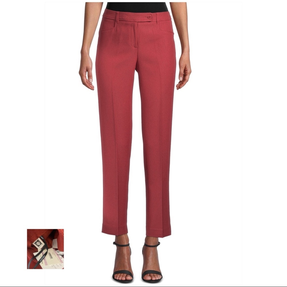 ANNE KLEIN NWT Red Slim Leg Duke Ankle Pants
